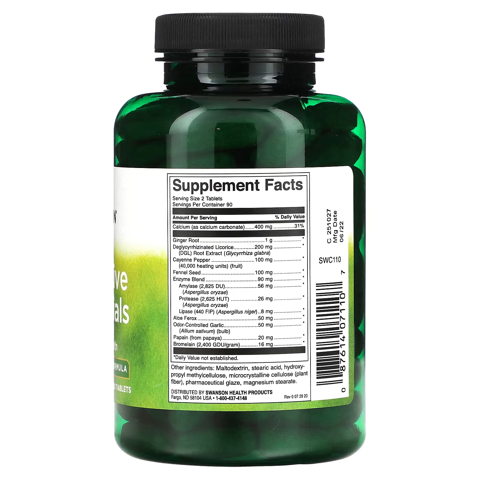 Пищевая добавка Swanson Digestive Essentials, 180 таблеток комплексная пищевая добавка prime kraft vitamax 90 мл