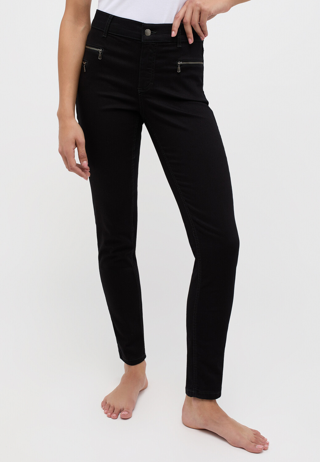 

Брюки ANGELS Röhrenhose Hose Malu Zip mit cleanem Super Stretch Denim, черный