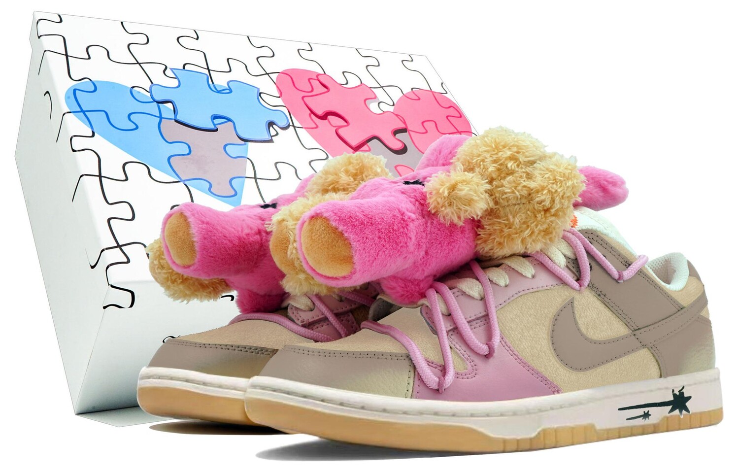 

Кроссовки Nike Dunk Skateboarding Shoes Unisex Low-top Pink, белый