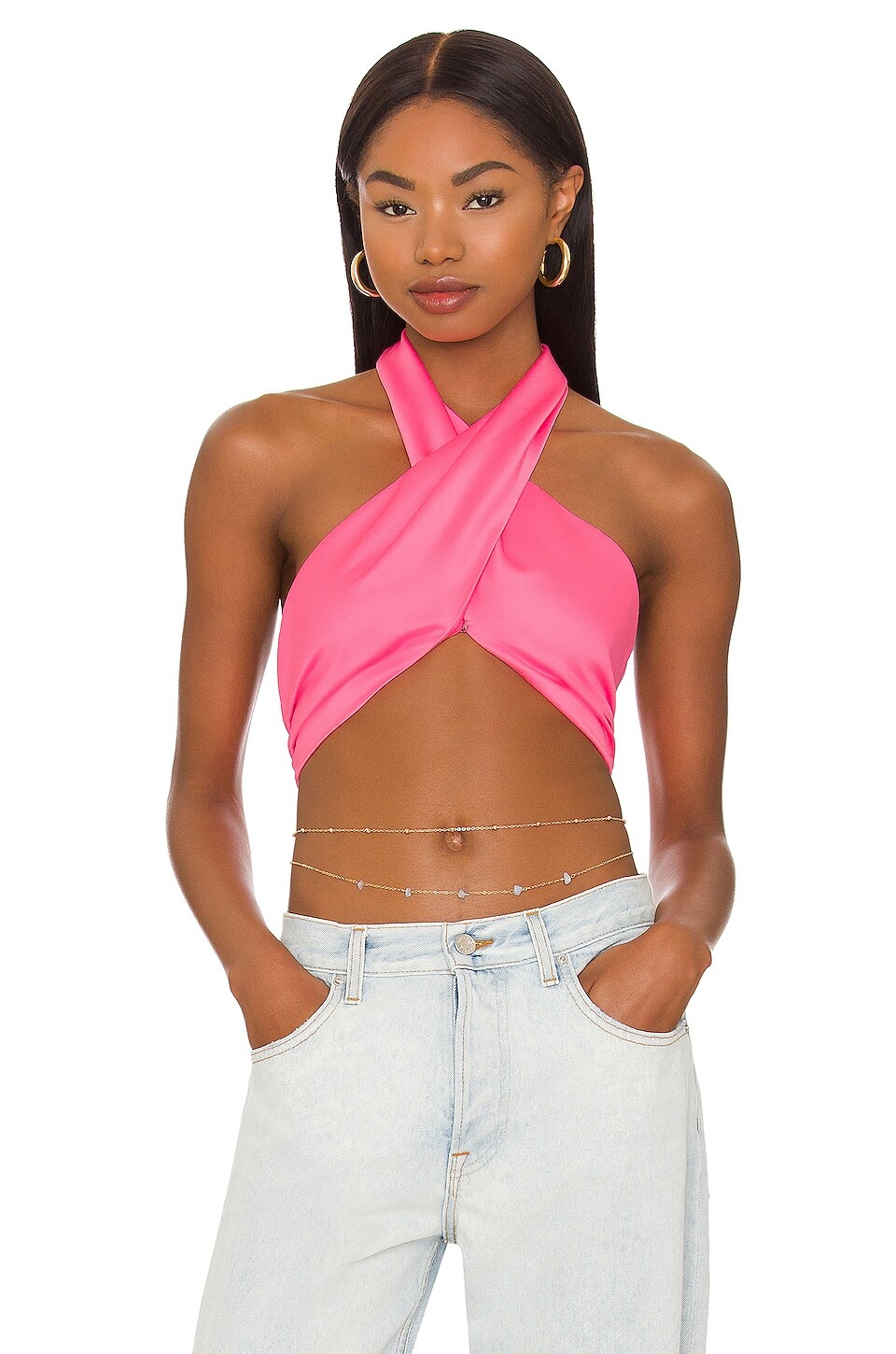 

Топ superdown Alondra Halter Wrap, цвет Hot Pink