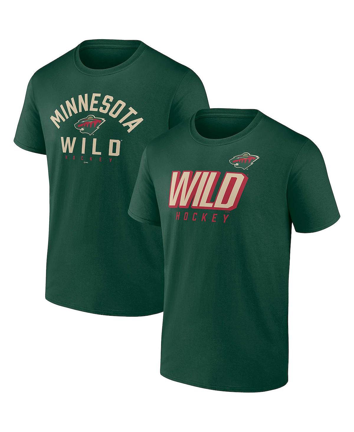 Комплект из двух мужских зеленых футболок с фирменным логотипом Minnesota Wild Wordmark Fanatics комплект мужских футболок с принтом