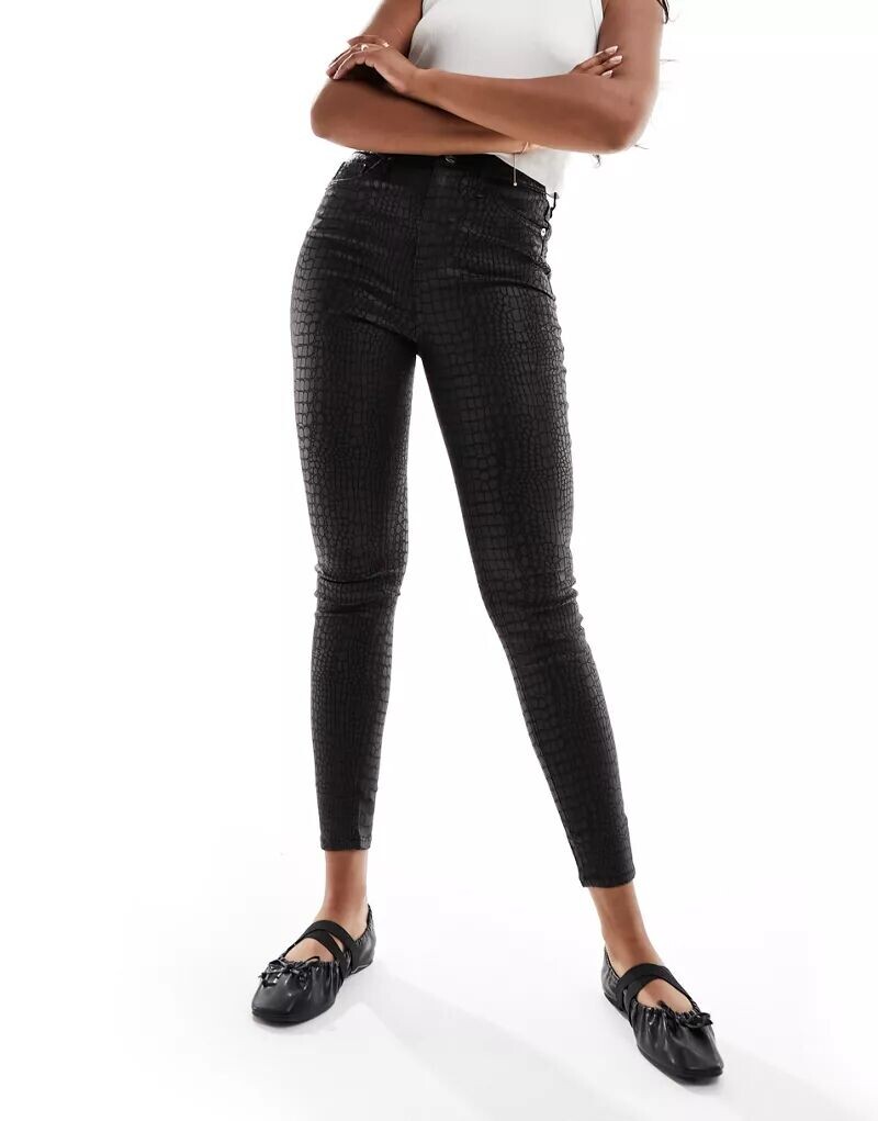 

Черные джинсы с завышенной талией River Island