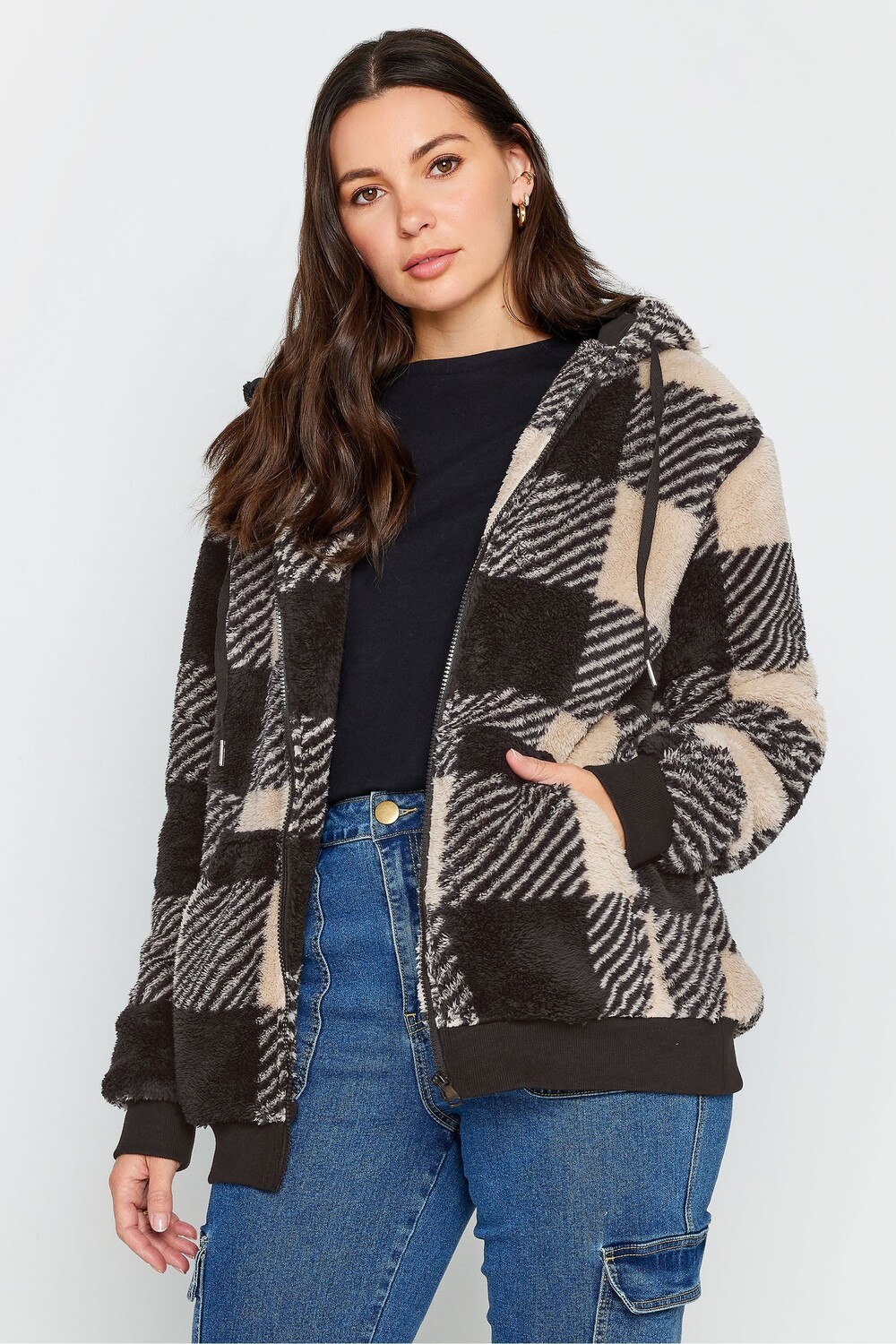 

Толстовка с капюшоном из флиса с застежкой молнией Long Tall Sally, коричневый