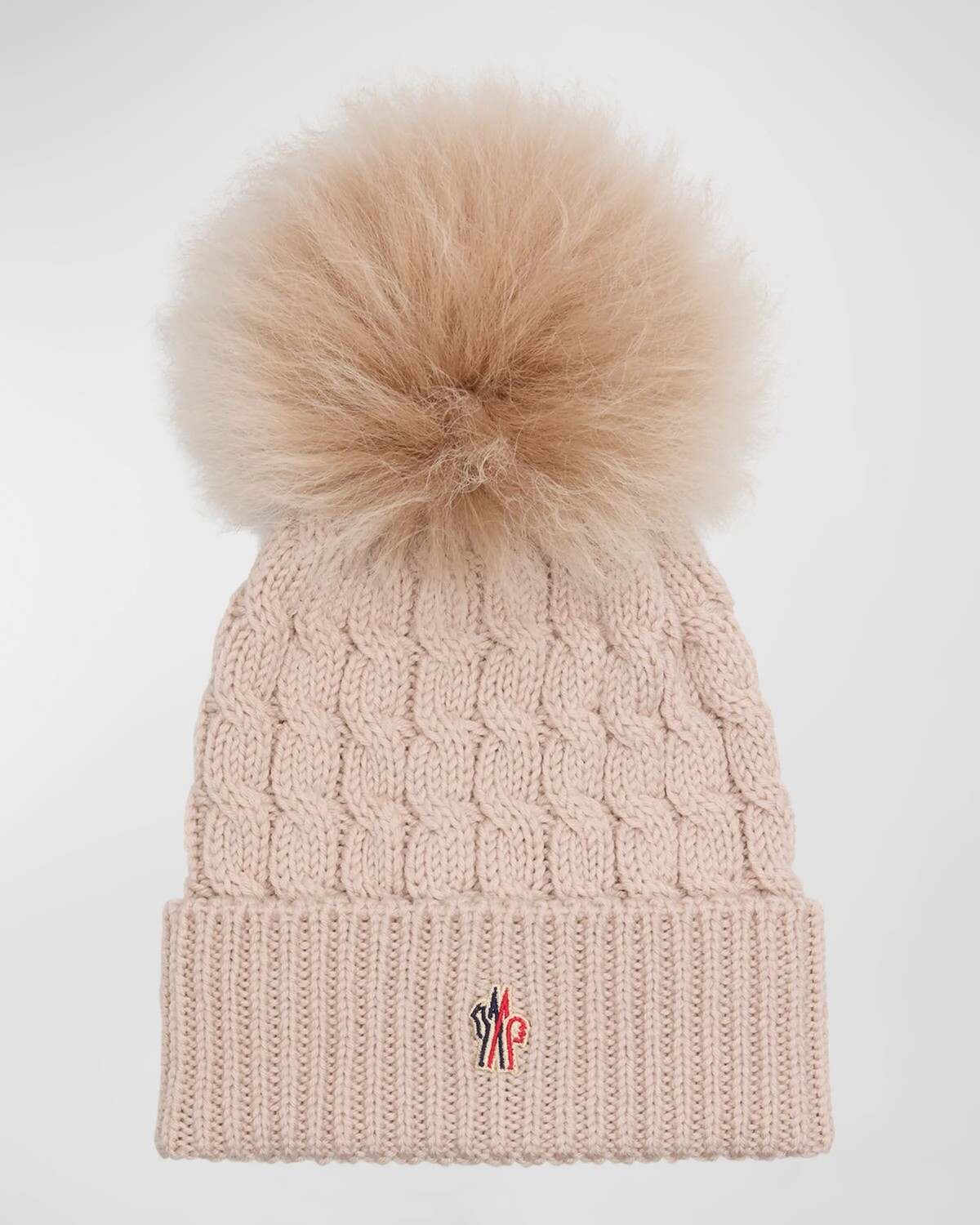 

Шапка из кашемировой шерсти с помпоном из овчины Moncler Grenoble, светло-серый