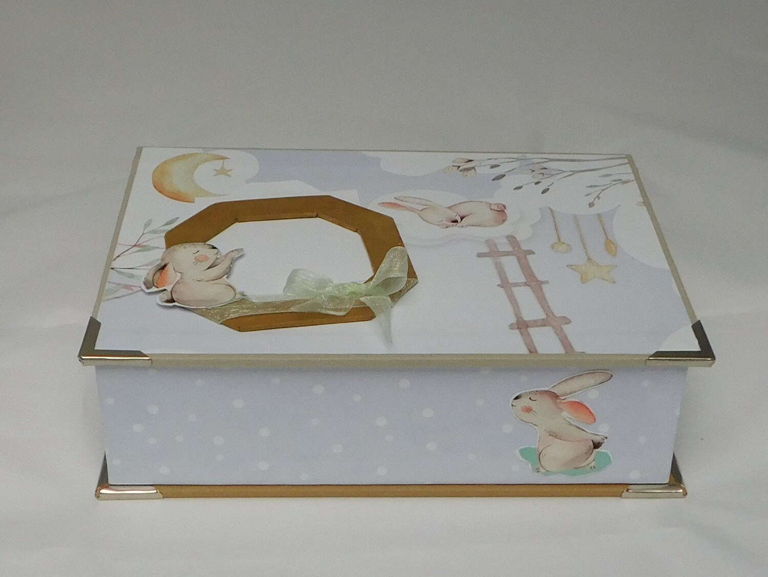 

Niedliche Klappbox für Babys Schachtel Fotokiste Geschenkverpackung Erinnerung Schatzkiste Sammelbox Taufgeschenk für Mädchen und Jungen