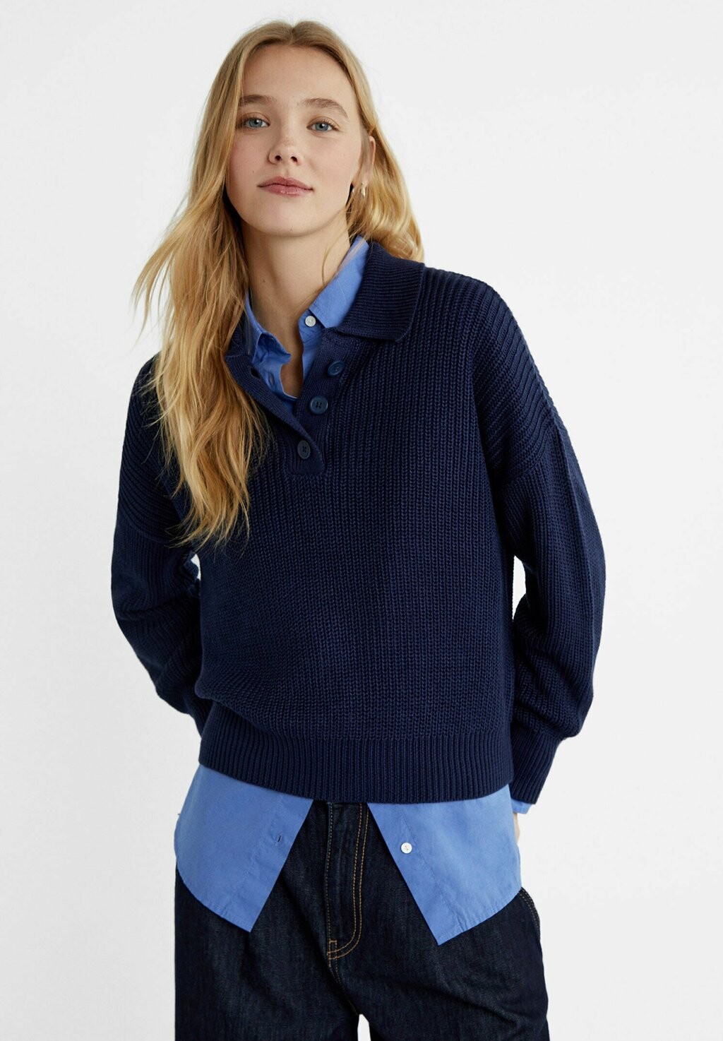 

Рубашка с длинным рукавом Stradivarius, цвет dark blue