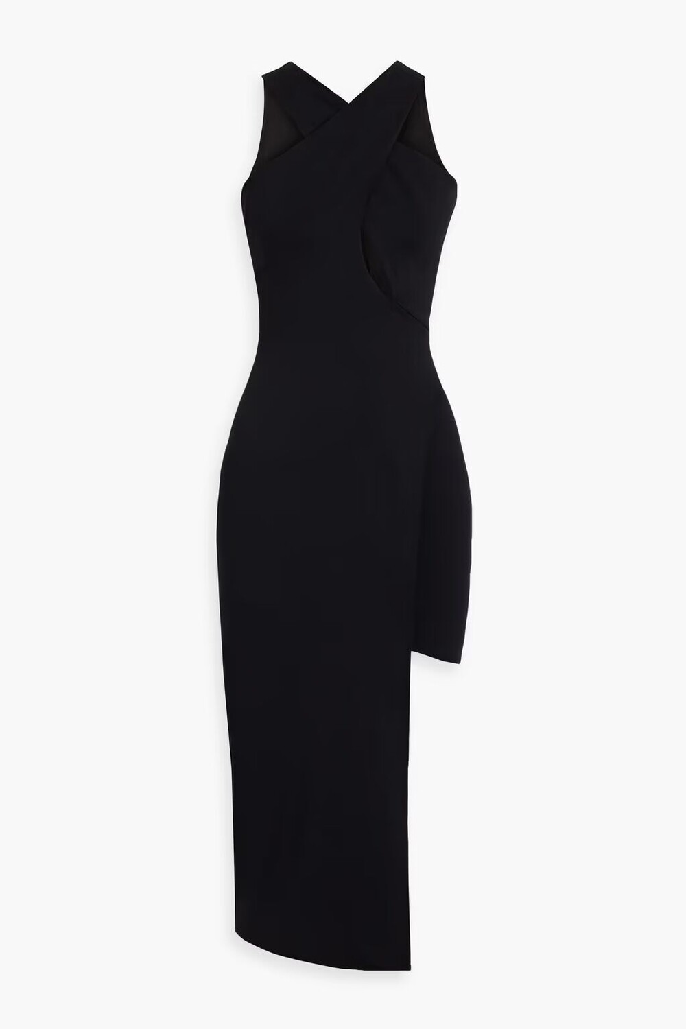 

Платье миди Kora с асимметричным вырезом и понте Halston, черный