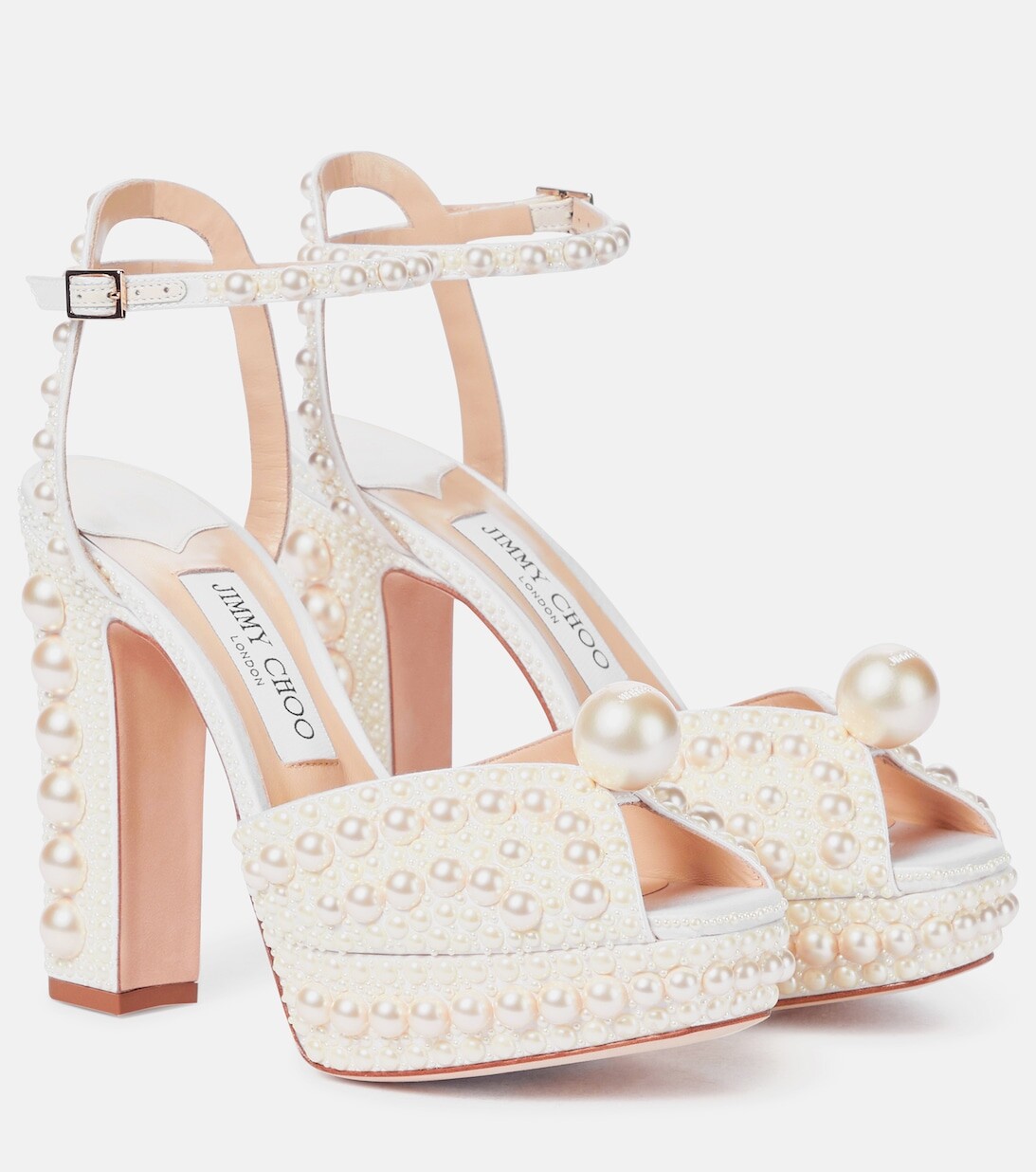 

Украшенные атласные сандалии Saracria 120 Jimmy Choo, белый
