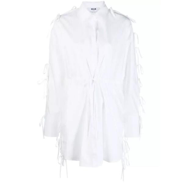 

Платье bow-embellished cotton shirtdress Msgm, белый