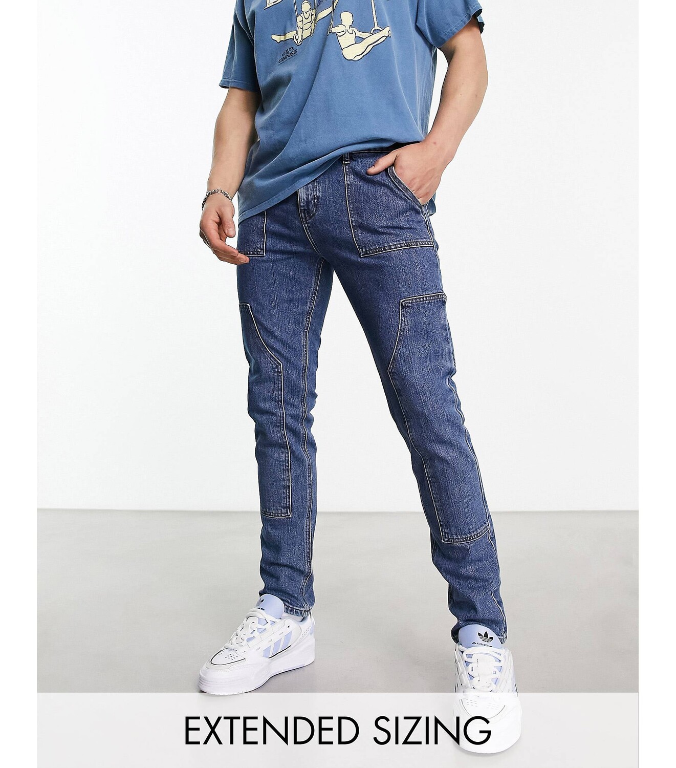 

Синие джинсы скинни с плотной отделкой ASOS DESIGN