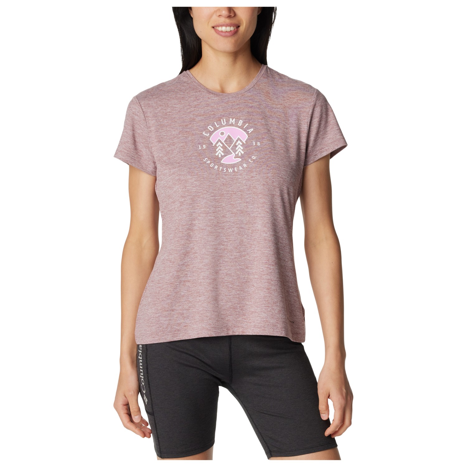 sloan robin sourdough Функциональная рубашка Columbia Women's Sloan Ridge Graphic S/S Tee, цвет Fig Heather/Naturally Boundless