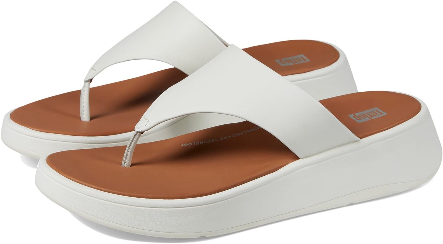 

Шлепанцы F-Mode Leather Flatform Toe Post Sandals FitFlop, цвет Cream