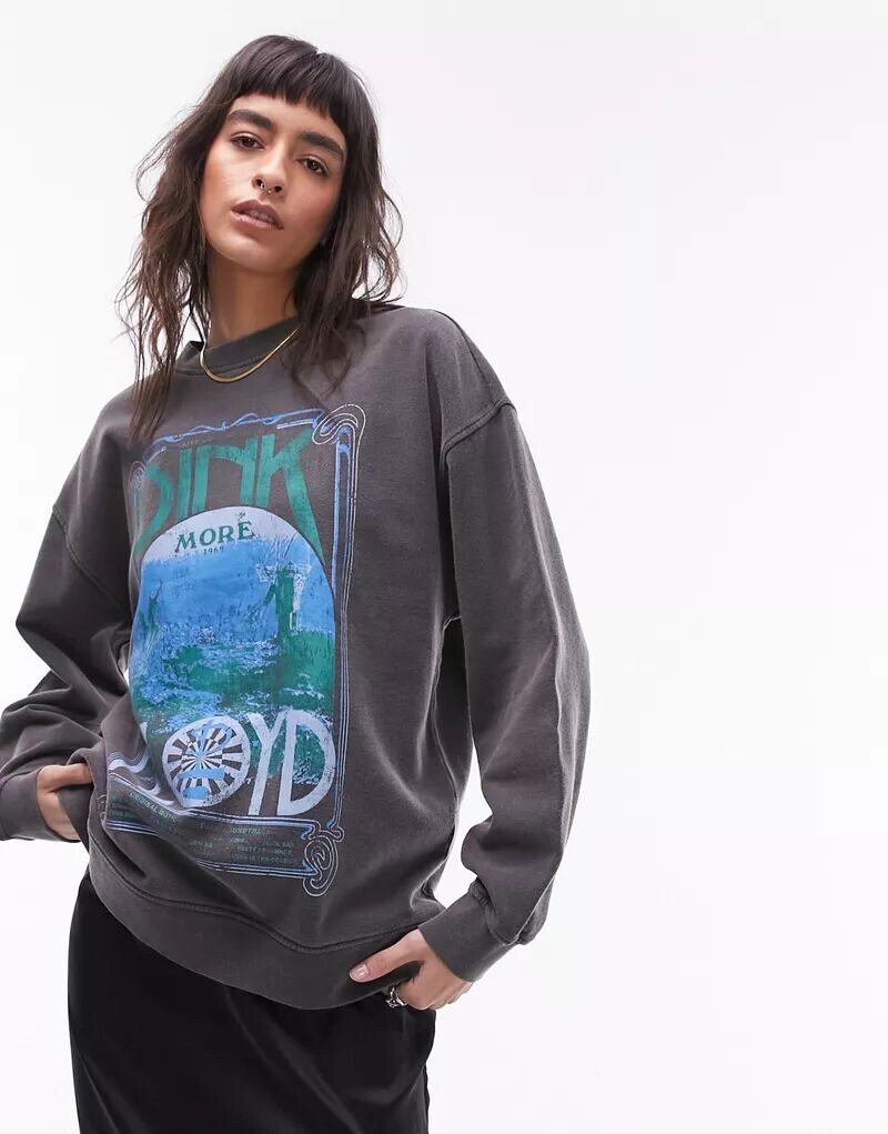 

Угольный свитшот Topshop с лицензионным абстрактным графическим принтом Pink Floyd