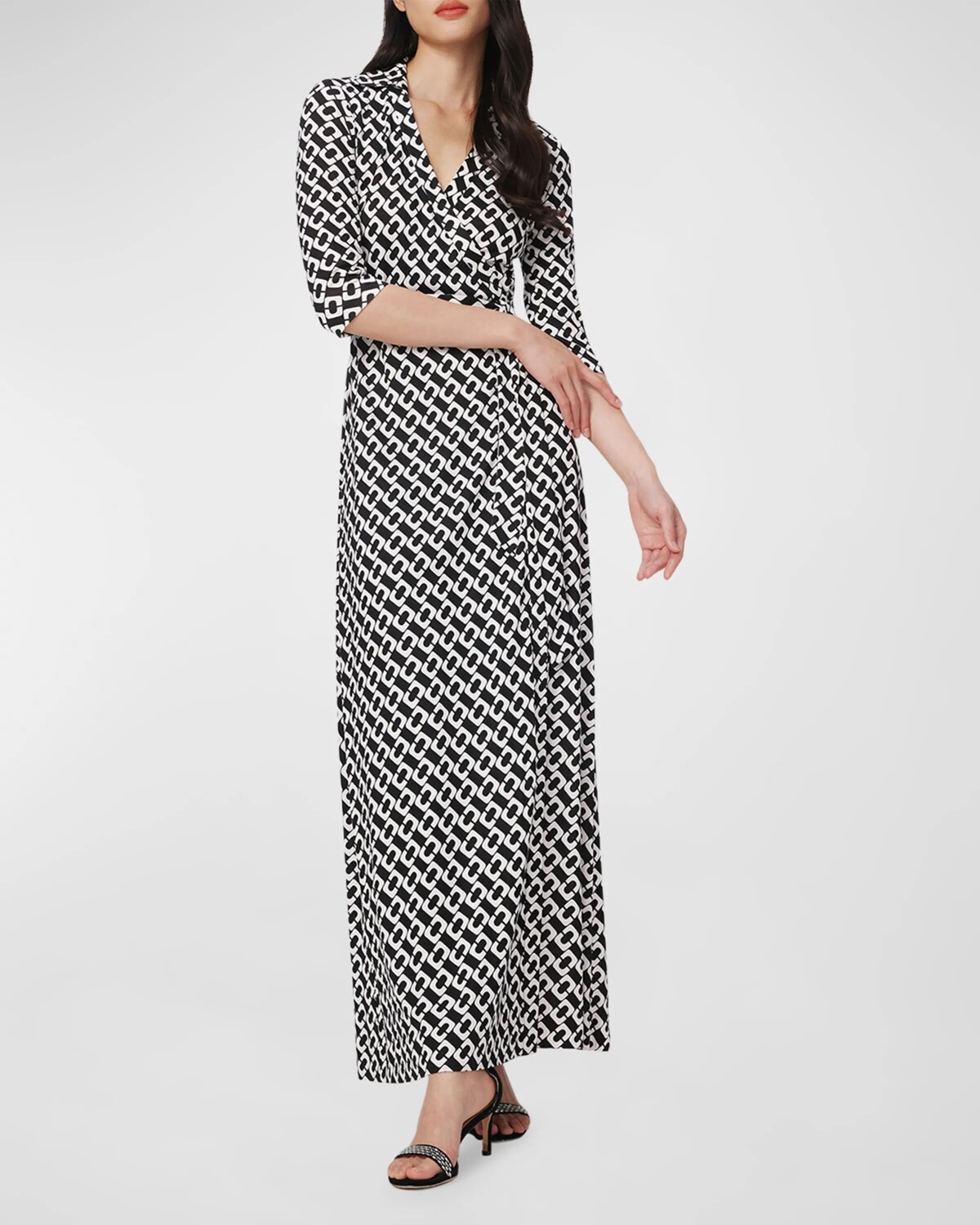 

Трикотажное платье макси с запахом Abigail и геометрическим принтом Diane von Furstenberg, цвет Chain Link Medium Black