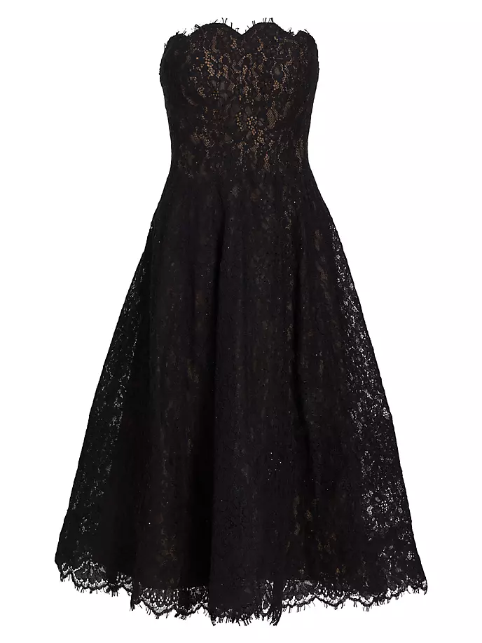 Кружевное платье-трапеция без бретелек Rene Ruiz Collection, черный