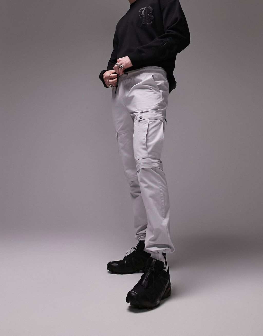 

Серые брюки-карго скинни-банджи Topman, Серый
