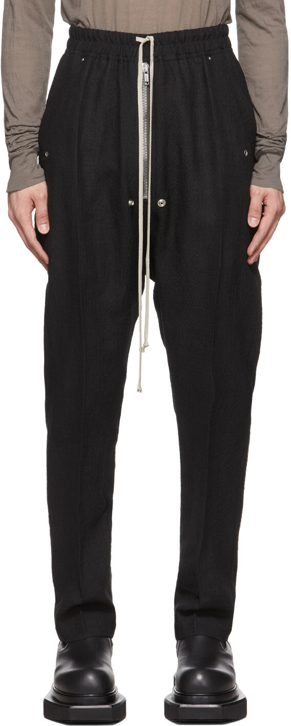 

Черные брюки из льна и шерсти Rick Owens