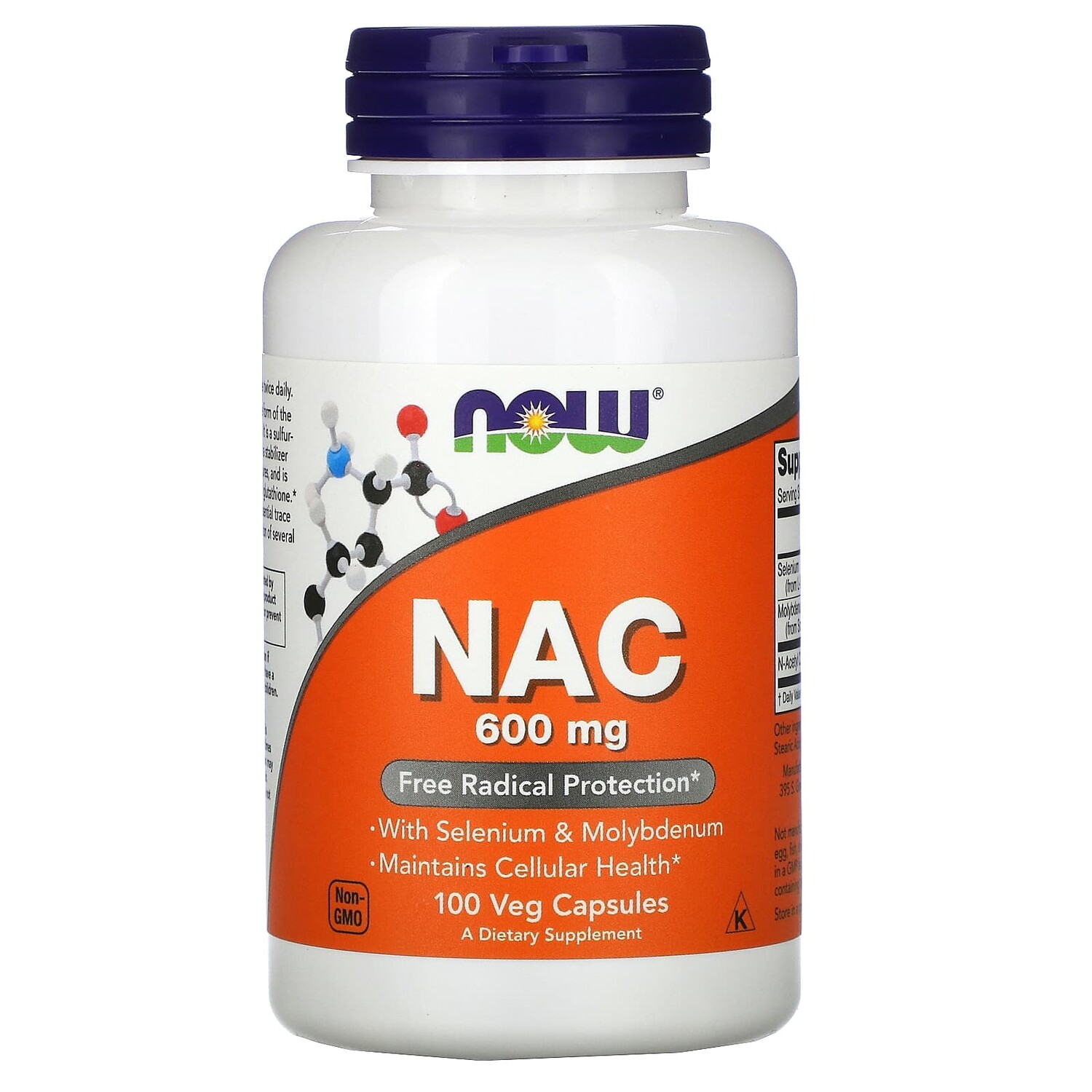 

NAC (N-ацетилцистеин), 600 мг, 100 растительных капсул, NOW Foods