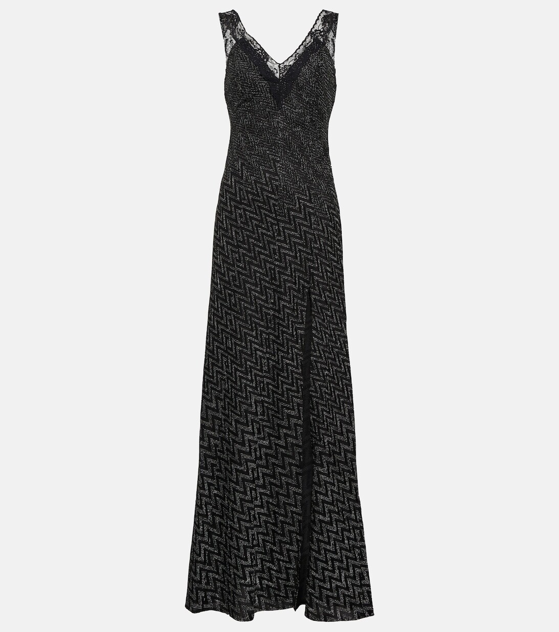 

Платье макси с кружевной отделкой зигзаг MISSONI, серый