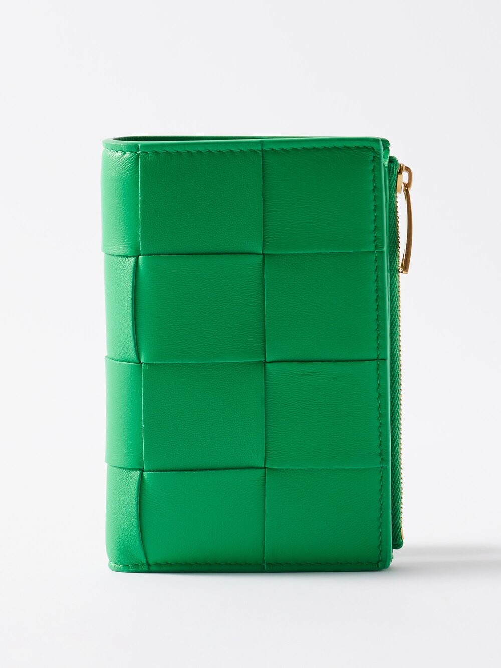 

Складной кошелек cassette из кожи intrecciato Bottega Veneta, зеленый