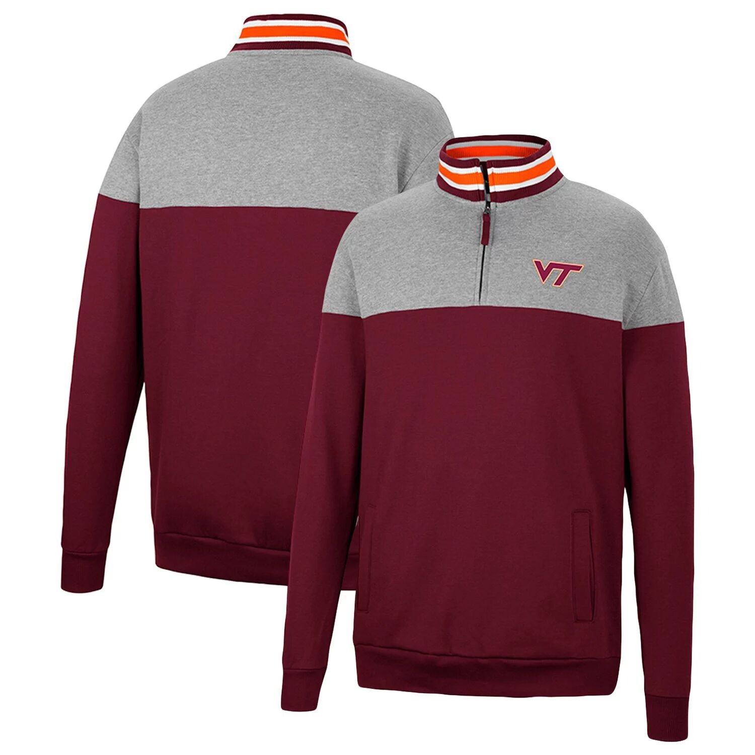 

Мужские кеды из меланжевого серого/бордового цвета Virginia Tech Hokies Be the Ball с молнией на четверть Colosseum, Серый