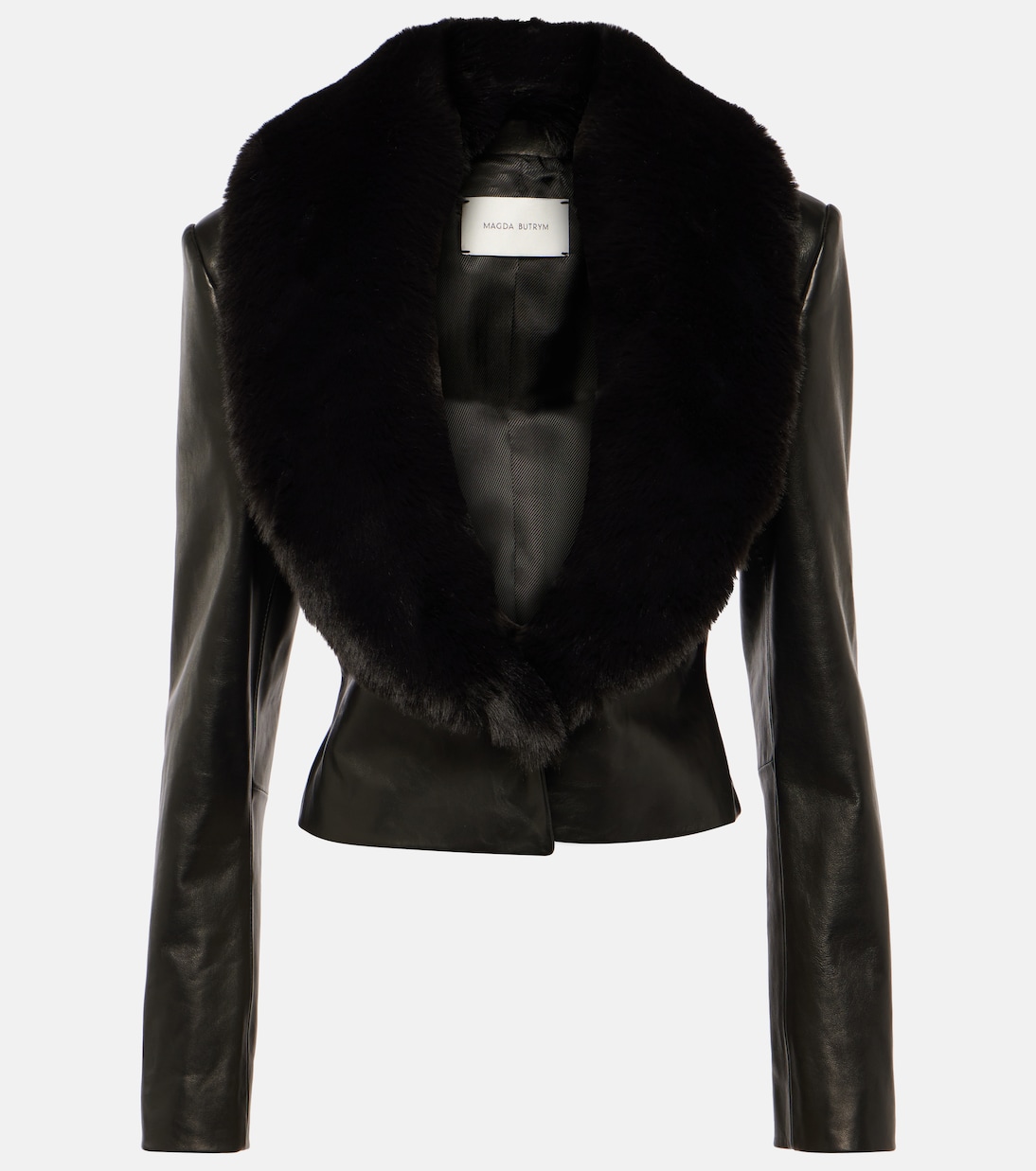 Кожаная куртка с отделкой из искусственного меха Magda Butrym, черный