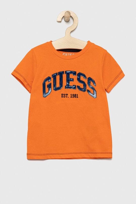 

Хлопковая футболка для детей Guess, оранжевый
