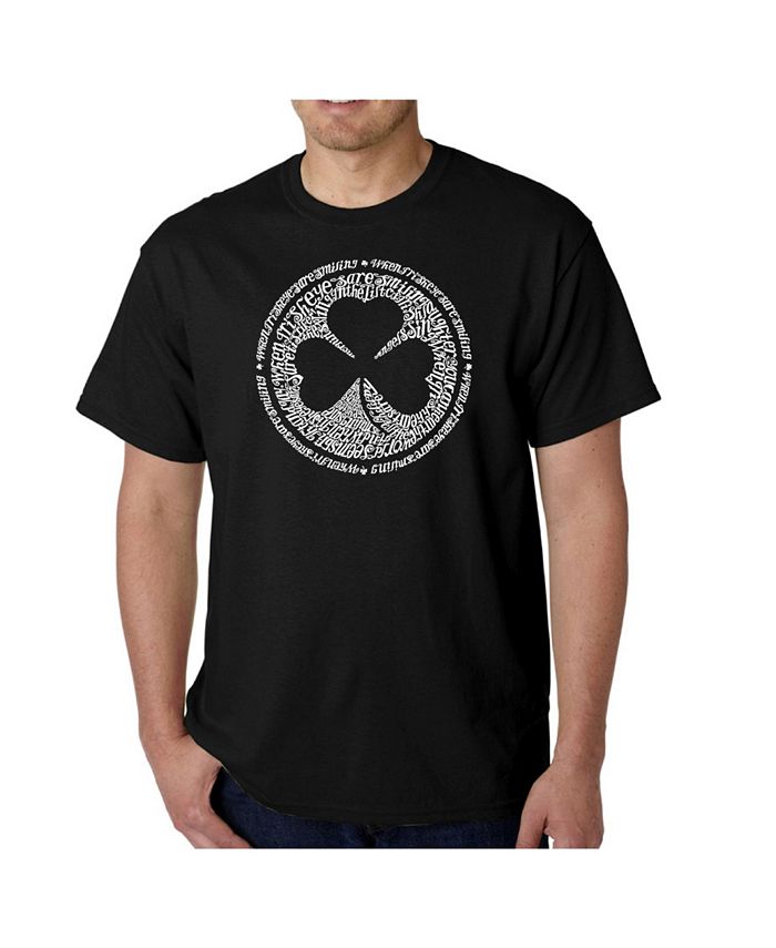 Мужская футболка с рисунком Word Art — Irish Eyes Clover LA Pop Art, черный