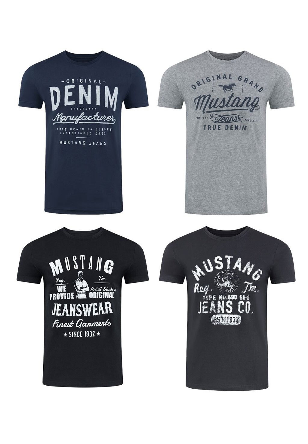 

Футболка с принтом BASIC PRINT TEE 4 PACK Mustang, цвет farbmix