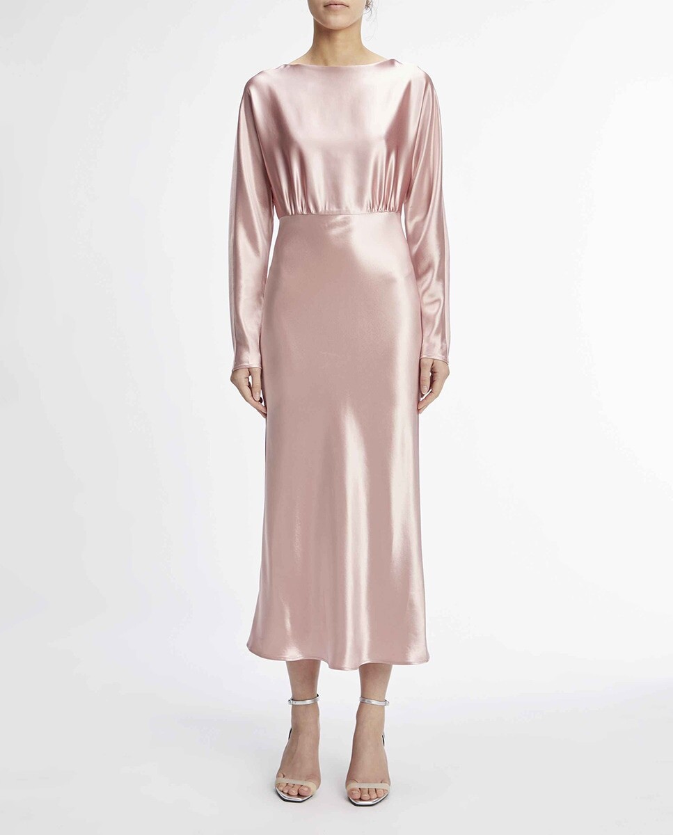 Длинное атласное платье Calvin Klein, розовый