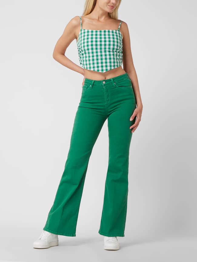 Джинсы расклешенного кроя с завышенной талией и стрейчем, модель Willa Pepe Jeans, темно-зеленый джинсы клеш pepe jeans размер 26 32 синий