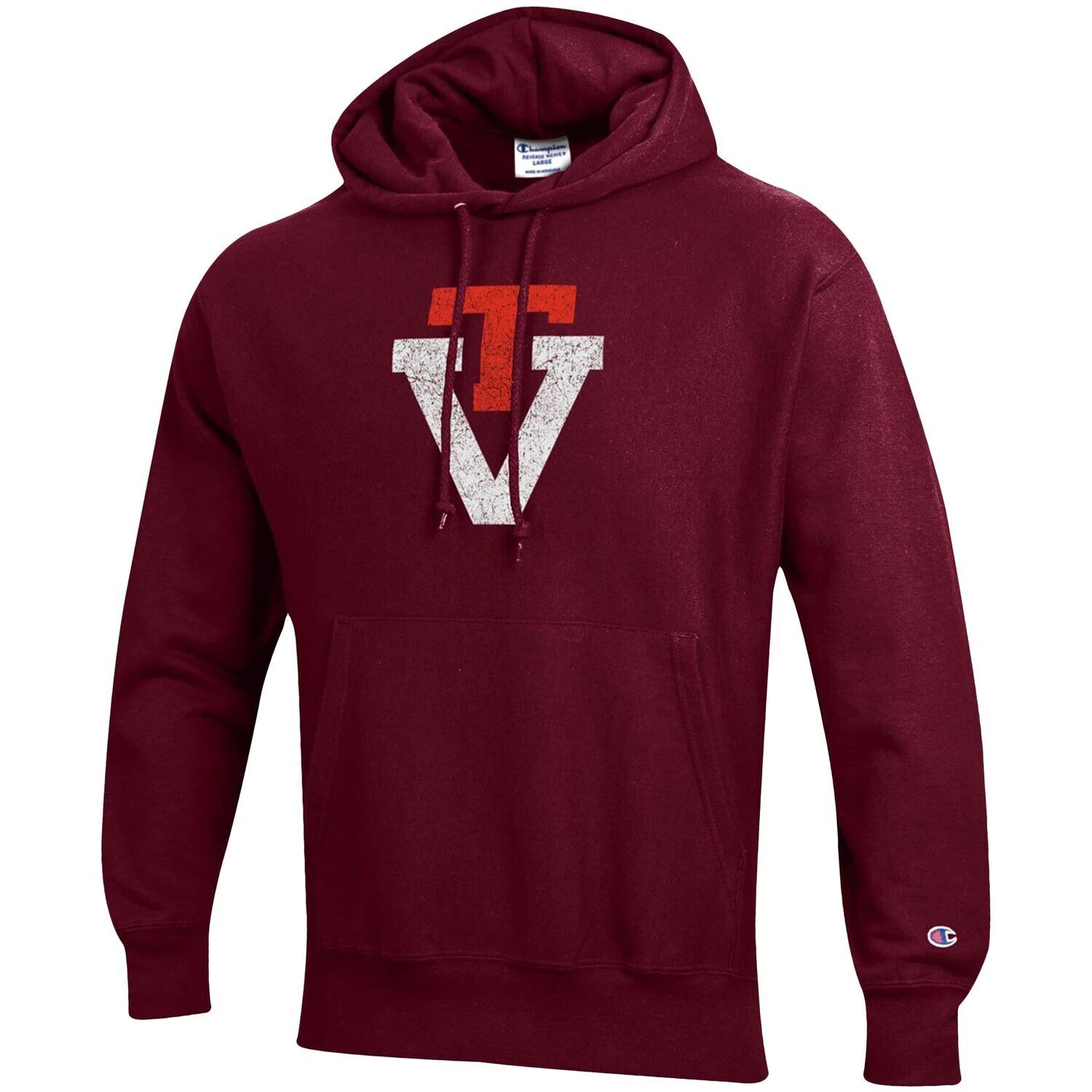 

Мужской бордовый пуловер с капюшоном Virginia Tech Hokies Vault Logo обратного переплетения Champion, Красный