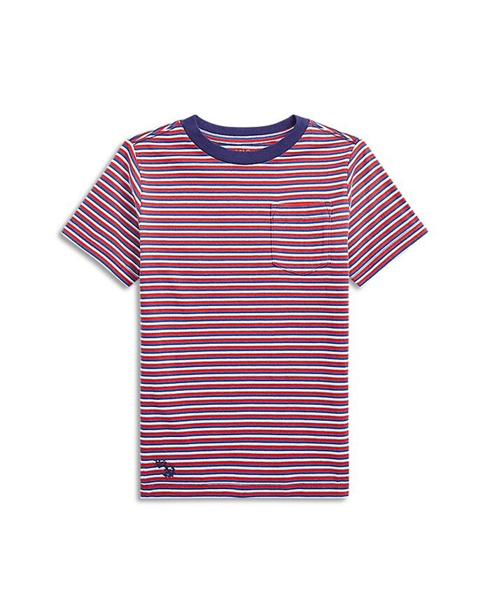 

Футболка из хлопкового джерси в полоску с карманами для мальчиков - Little Kid Ralph Lauren