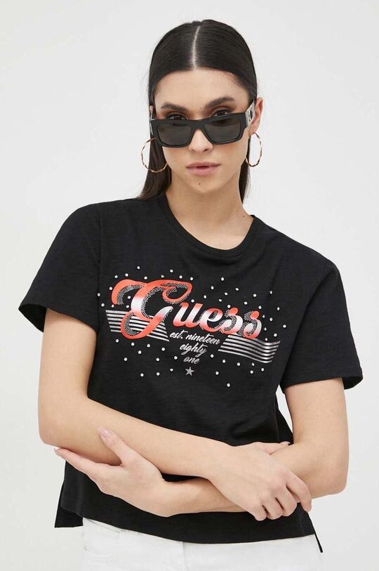 

Хлопковая футболка Guess, черный