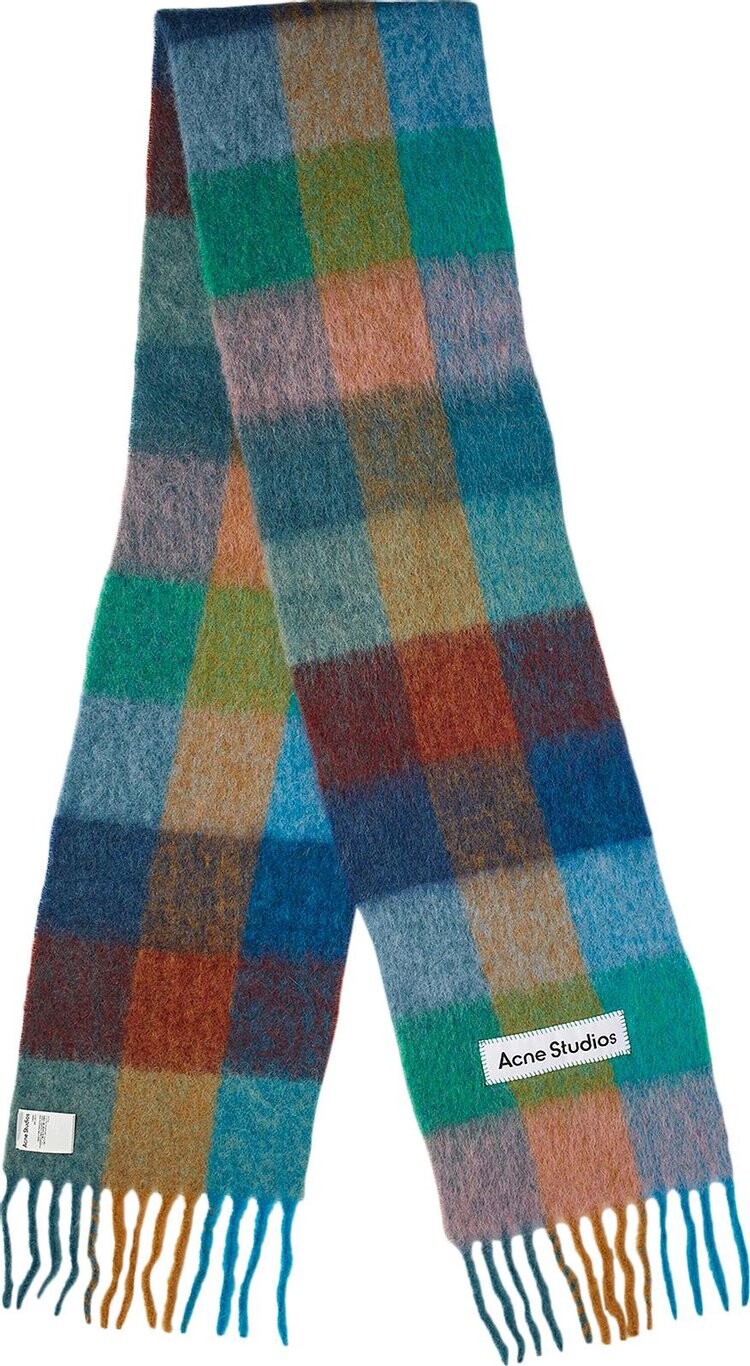 

Шарф Acne Studios Mohair Checked 'Turquoise/Camel/Blue', разноцветный