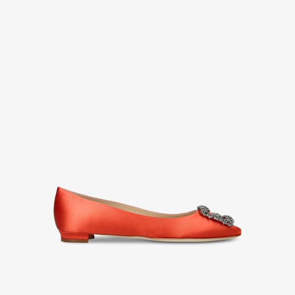 

Атласные балетки hangisi, украшенные кристаллами Manolo Blahnik, цвет peach