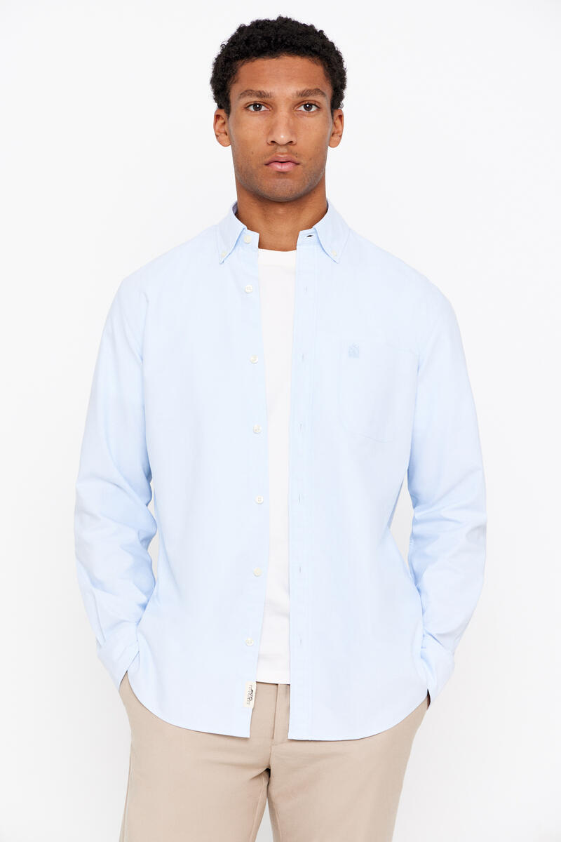 Однотонная оксфордская рубашка Cortefiel, синий однотонная оксфордская рубашка cortefiel белый
