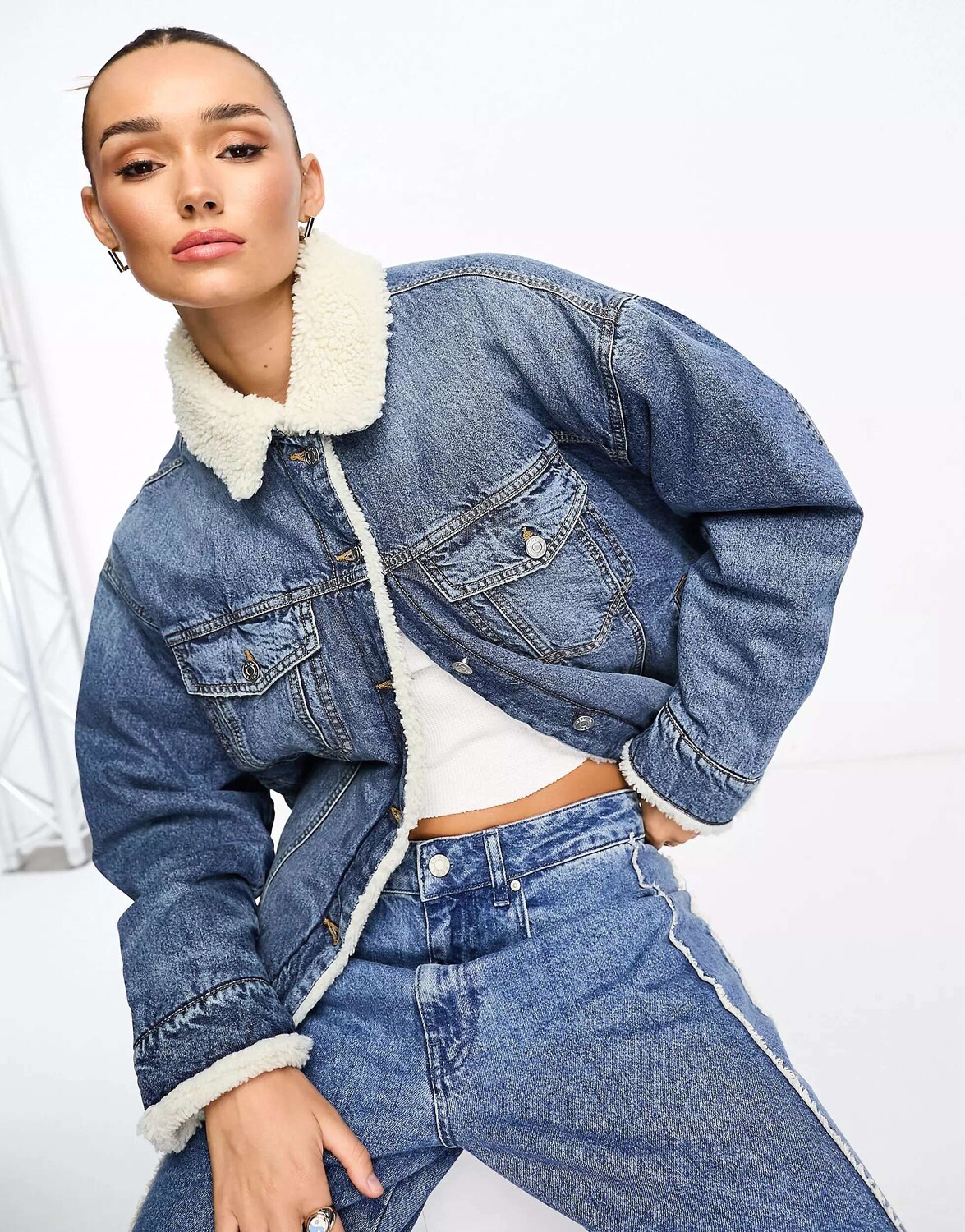 

Синяя винтажная джинсовая куртка борг ASOS, Синий