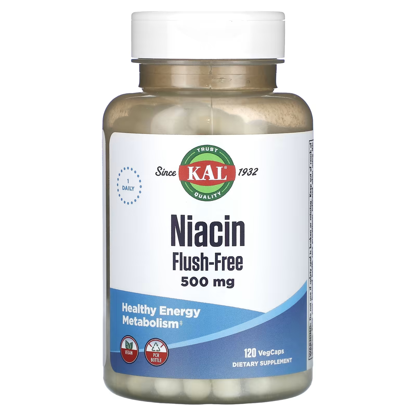 Биологически активная добавка KAL ниацин, 500 мг., 120 растительных капсул kal ниацин без смыва 500 мг 60 растительных капсул