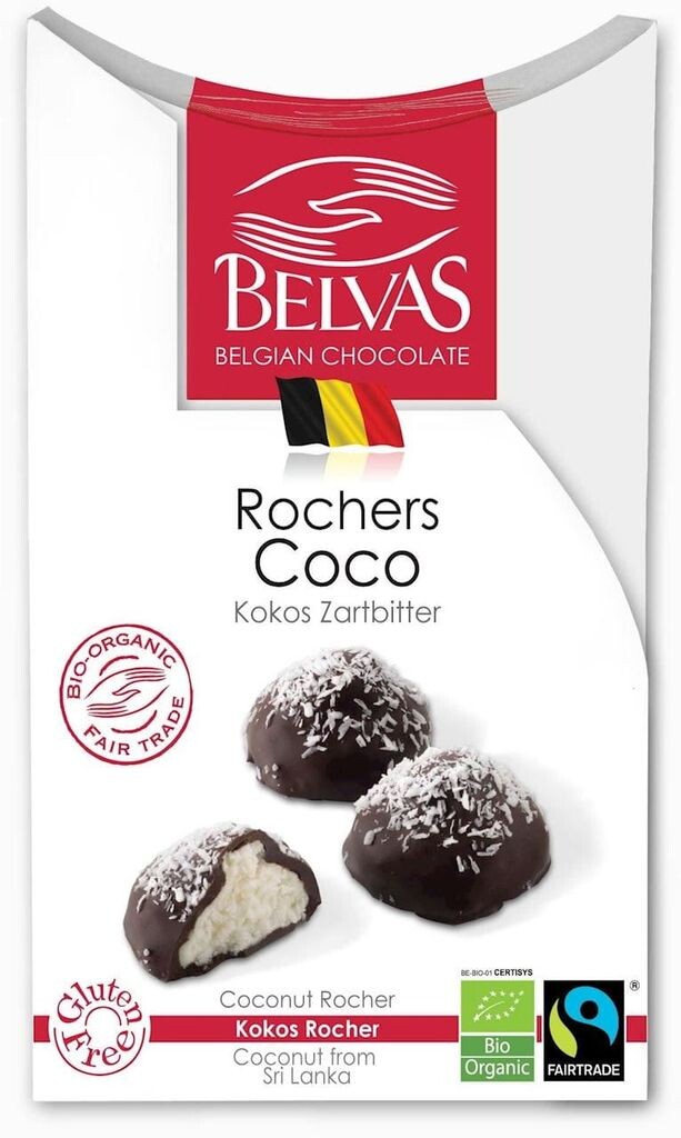 

Бельгийский шоколад с кокосовой начинкой, без глютена, 100 г - BELVAS Biogo