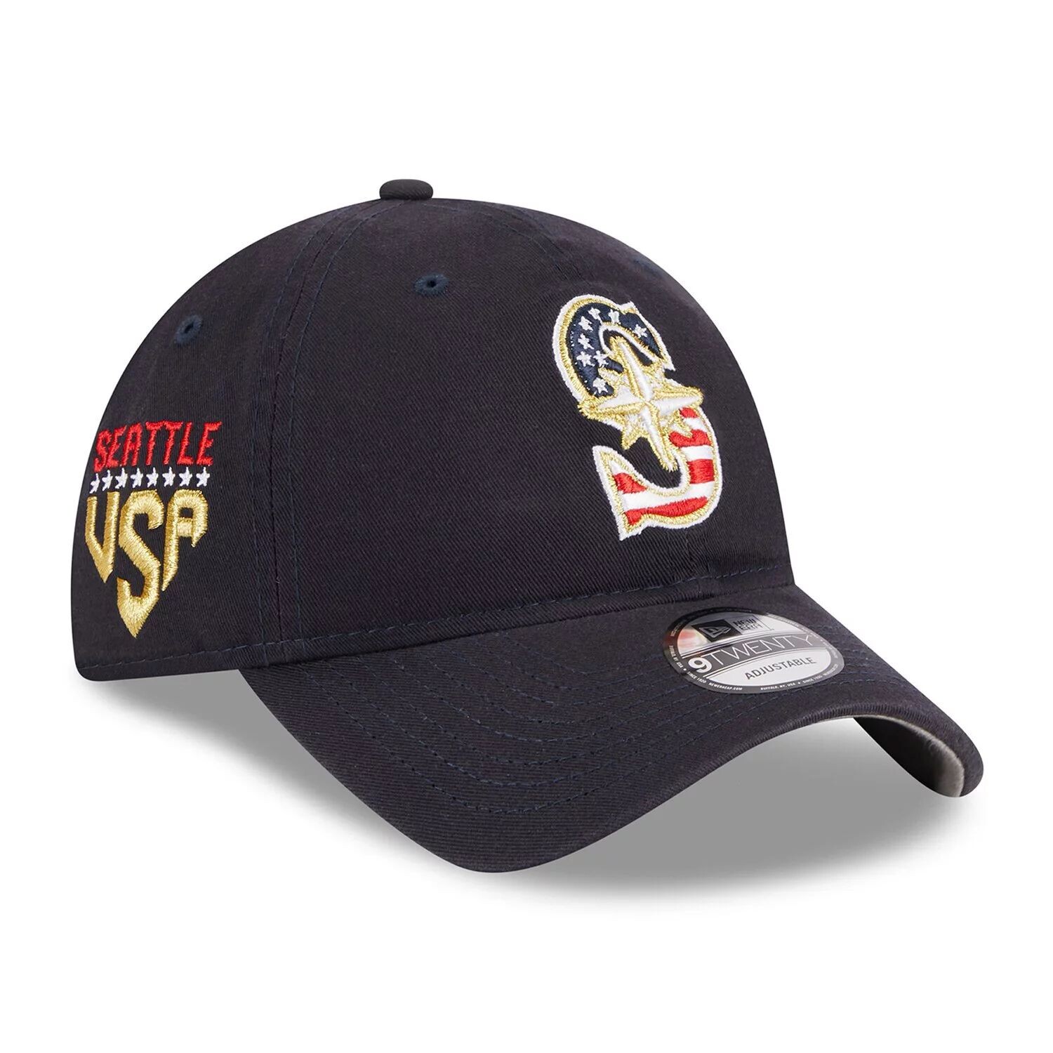 

Мужская регулируемая кепка New Era Navy Seattle Mariners 2023 Fourth июля 9TWENTY