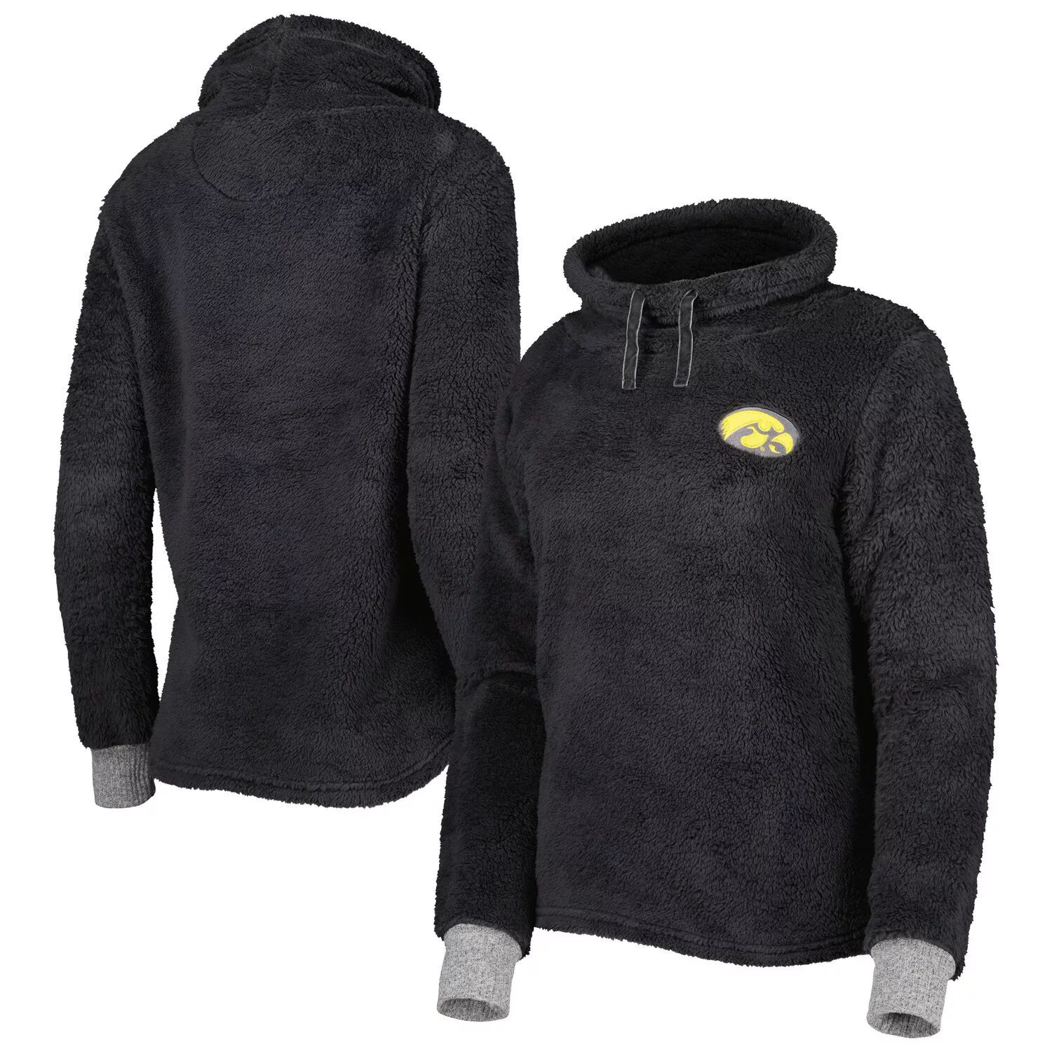 цена Женский темно-серый пуловер с капюшоном Iowa Hawkeyes с пушистым капюшоном