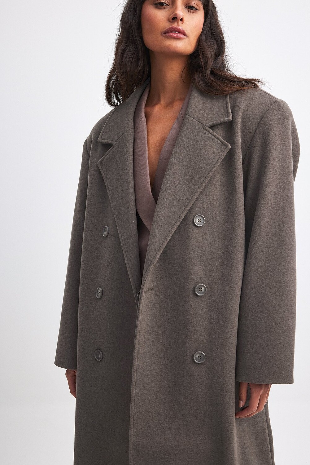 

Классическое пальто COAT OVERSIZED NA-KD, темно-коричневый