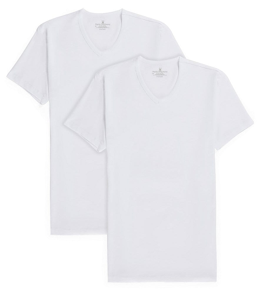 Набор из 2 футболок для сна Psycho Bunny с короткими рукавами и v-образным вырезом, белый джокер psycho 699666 3xs белый