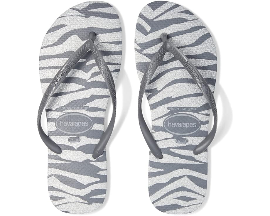 Сандалии Havaianas Slim Animals Glitter Flip Flop Sandal, цвет Steel Grey
