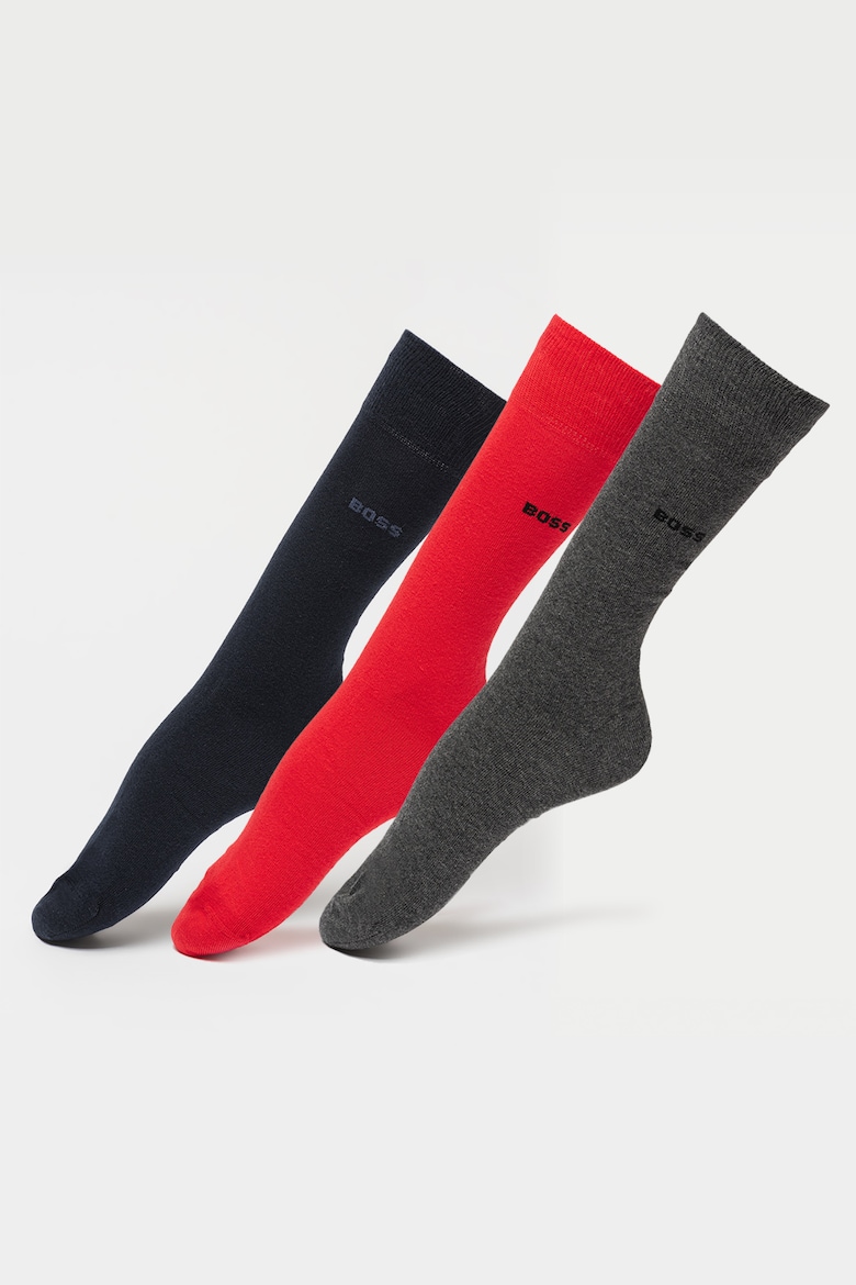 Длинные носки с логотипом - 3 пары Boss, красный