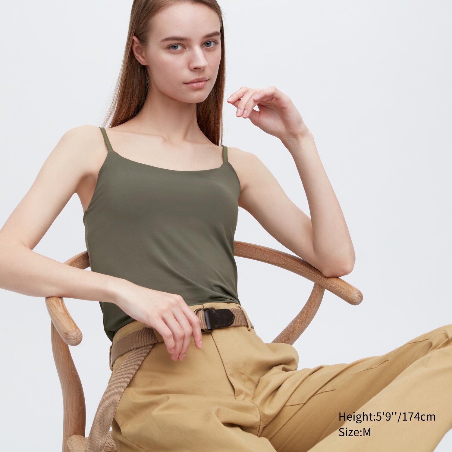 Бюстгальтер AIRism на бретельках UNIQLO, оливковый легинсы uniqlo airism soft flared оливковый