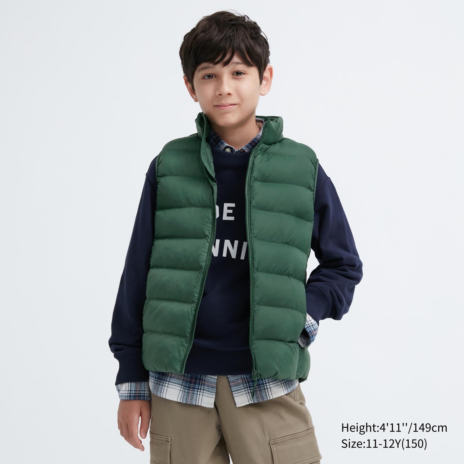 

Детский теплый моющийся жилет с подкладкой Uniqlo, зеленый