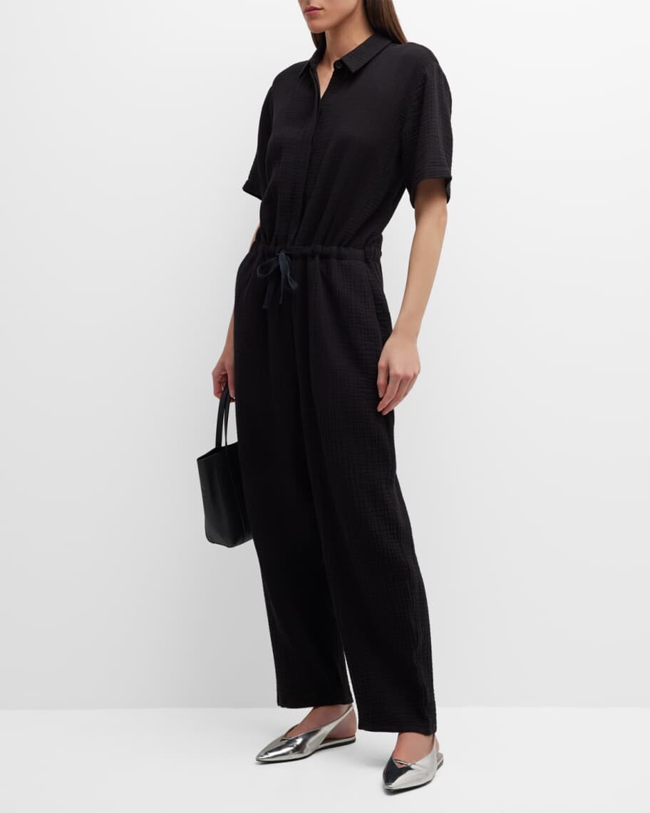 

Марлевый комбинезон с короткими рукавами и кулиской Eileen Fisher