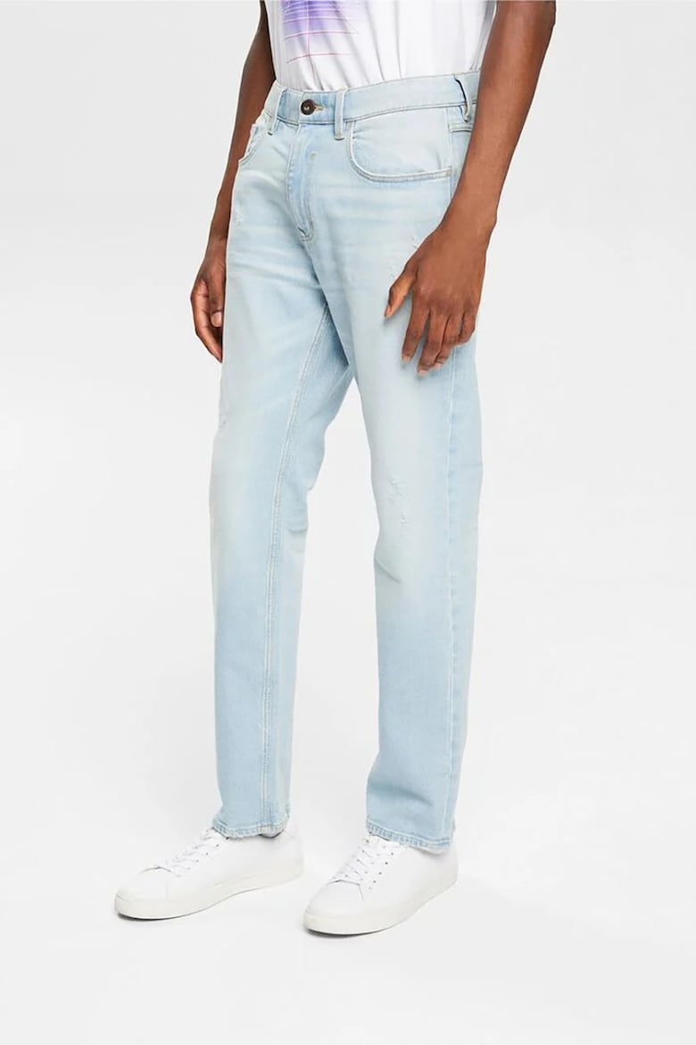 Прямые джинсы с потертым эффектом Esprit, синий